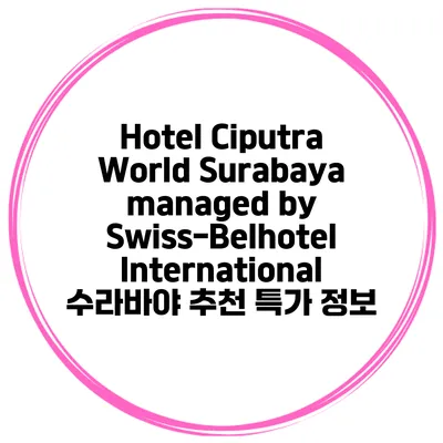 Hotel Ciputra World Surabaya managed by Swiss-Belhotel International 수라바야 추천 특가 정보