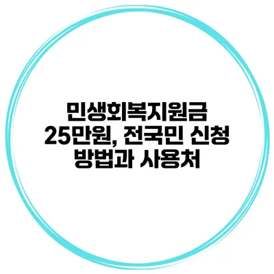 민생회복지원금 25만원, 전국민 신청 방법과 사용처