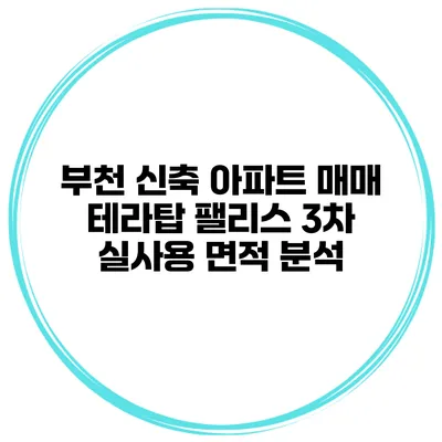 부천 신축 아파트 매매 테라탑 팰리스 3차 실사용 면적 분석