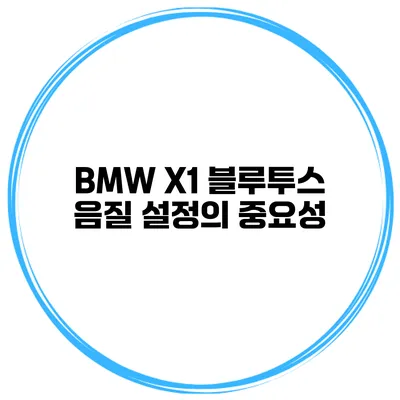 BMW X1 블루투스 음질 설정의 중요성