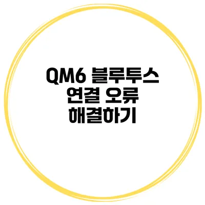 QM6 블루투스 연결 오류 해결하기