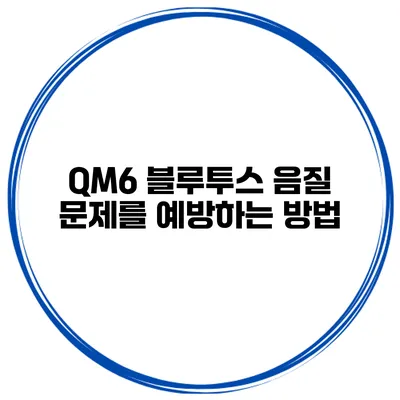 QM6 블루투스 음질 문제를 예방하는 방법
