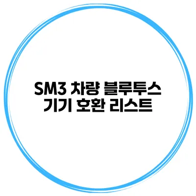 SM3 차량 블루투스 기기 호환 리스트