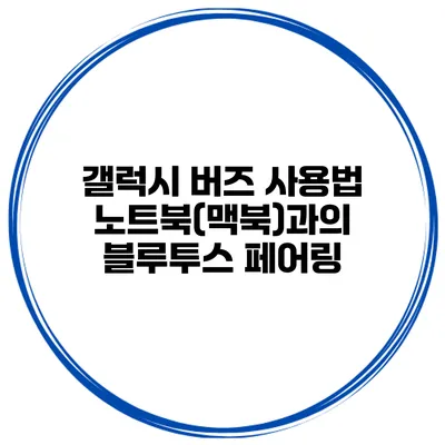 갤럭시 버즈 사용법 노트북(맥북)과의 블루투스 페어링