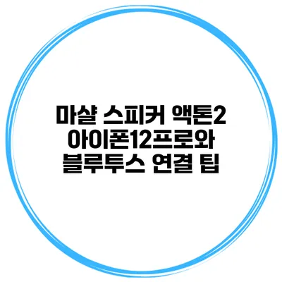 마샬 스피커 액톤2 아이폰12프로와 블루투스 연결 팁