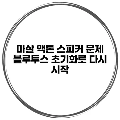 마샬 액톤 스피커 문제? 블루투스 초기화로 다시 시작