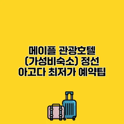 메이플 관광호텔 (가성비숙소) 정선 아고다 최저가 예약팁