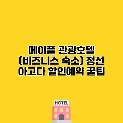 메이플 관광호텔 (비즈니스 숙소) 정선 아고다 할인예약 꿀팁