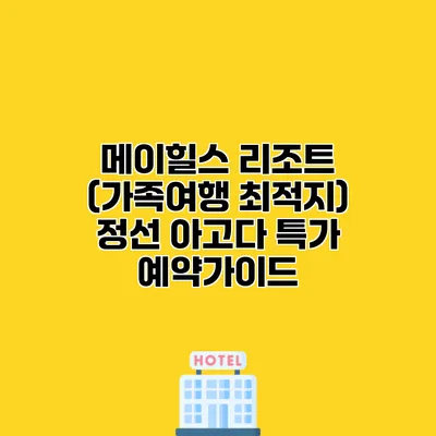 메이힐스 리조트 (가족여행 최적지) 정선 아고다 특가 예약가이드