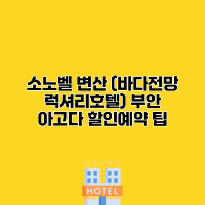 소노벨 변산 (바다전망 럭셔리호텔) 부안 아고다 할인예약 팁