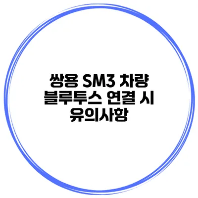 쌍용 SM3 차량 블루투스 연결 시 유의사항