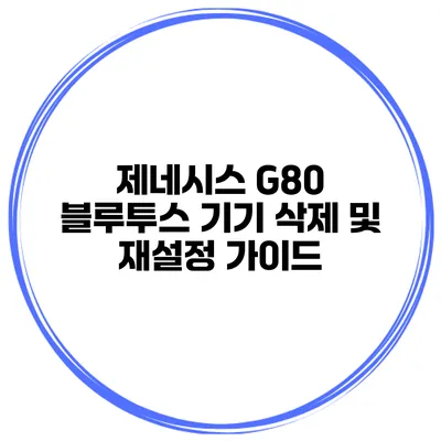 제네시스 G80 블루투스 기기 삭제 및 재설정 가이드