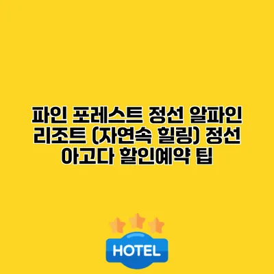 파인 포레스트 정선 알파인 리조트 (자연속 힐링) 정선 아고다 할인예약 팁